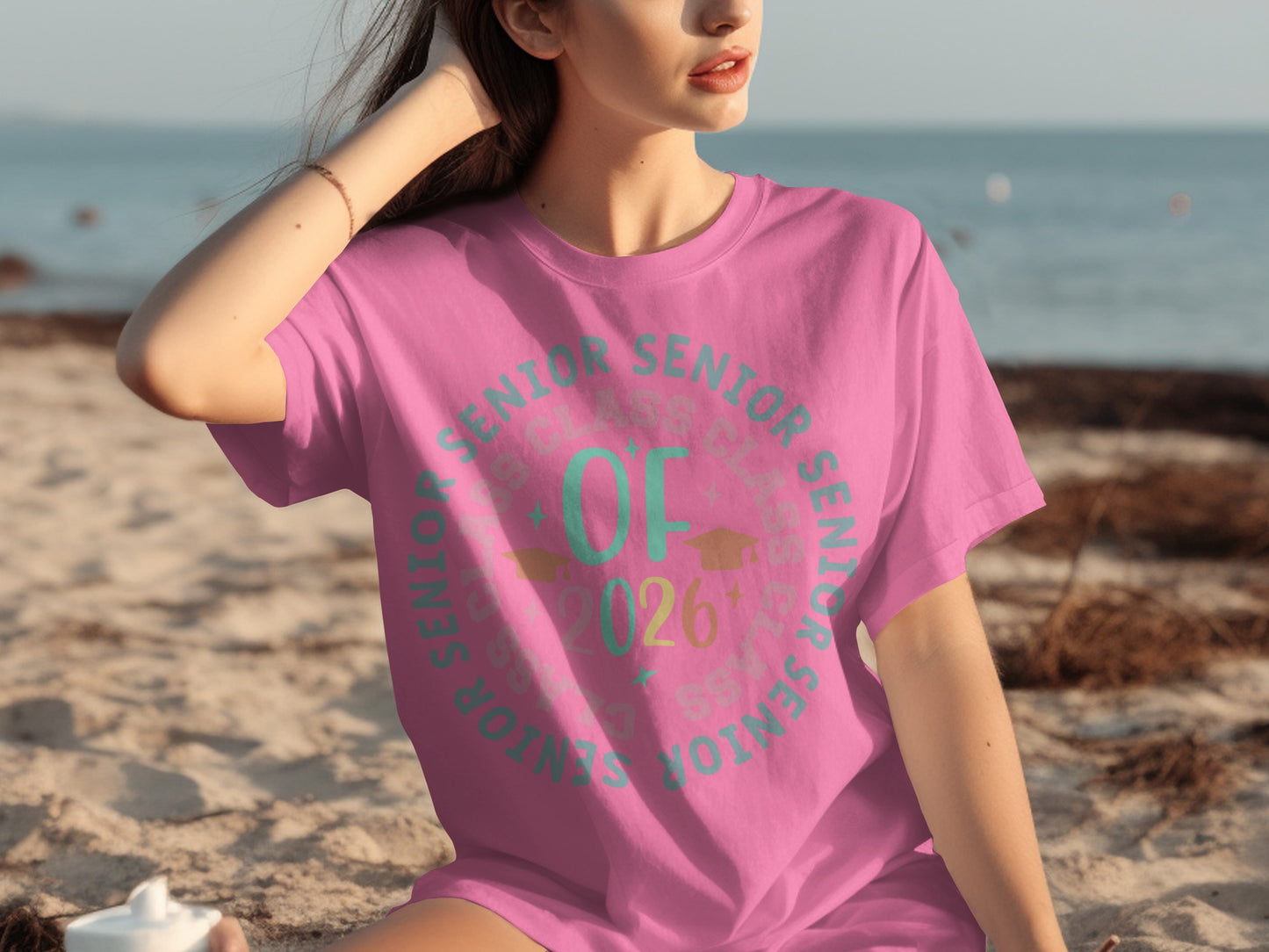 Senior Class of 2026 Beach Style Pink Shirt