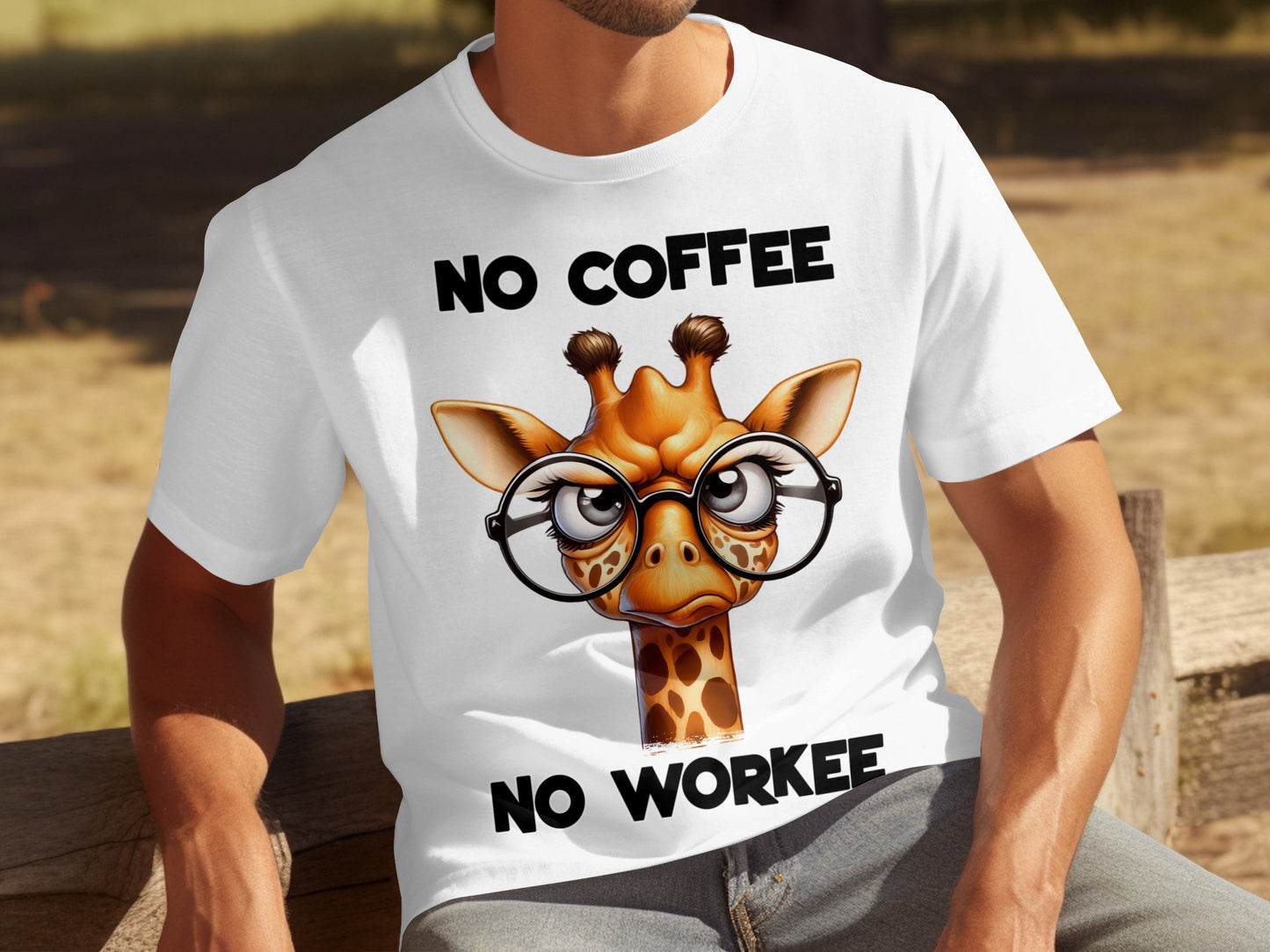 No Coffee No Workee Funny Giraffe Glasses T-shirt Product