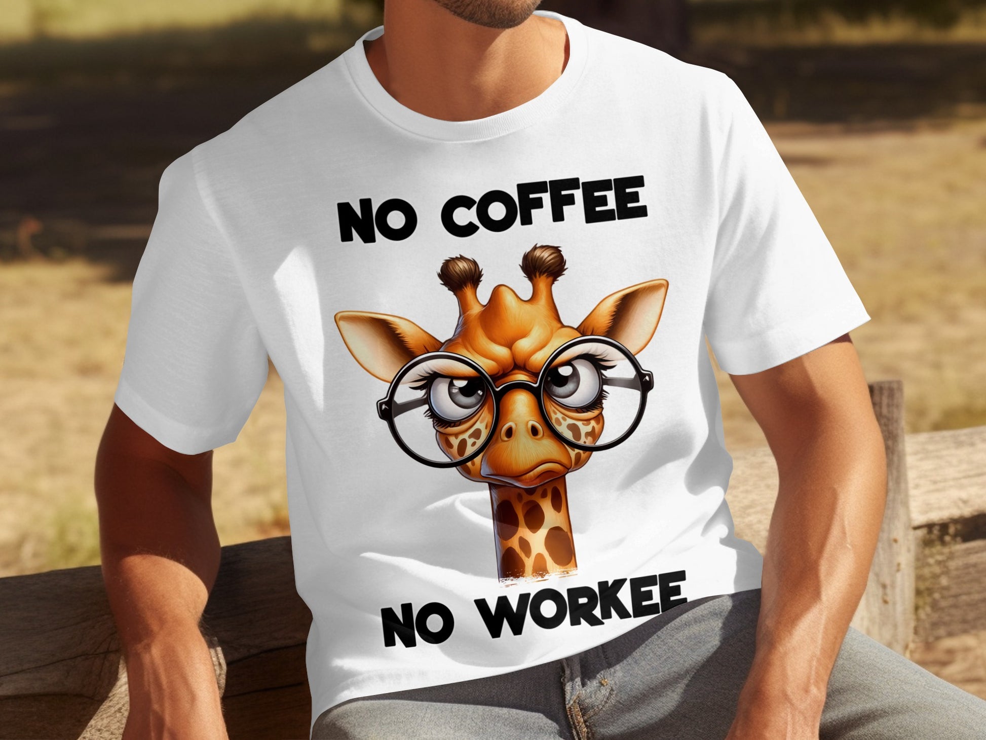 No Coffee No Workee Funny Giraffe Glasses T-shirt Product