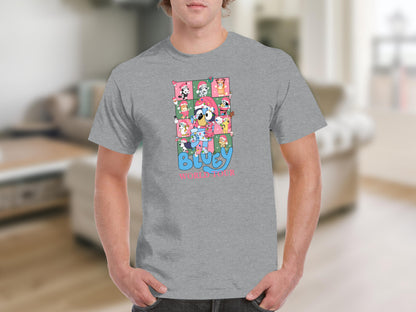 Bluey World Tour Cartoon Character Grey Shirt