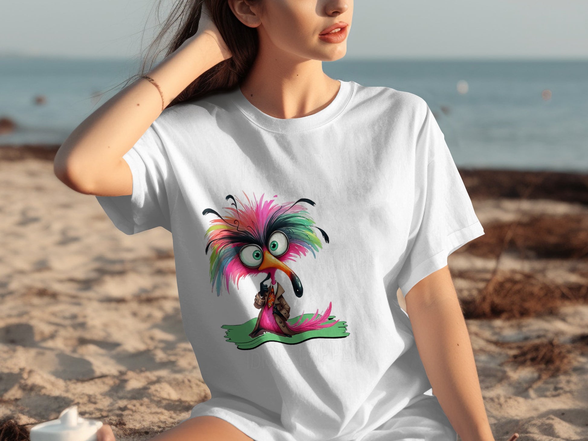 Colorful Tropical Cartoon Bird Graphic T-Shirt