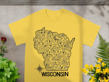 Wisconsin America's Dairyland 1848 Map T-Shirt