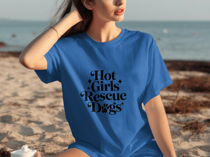 Hot Girls Rescue Dogs Graphic Tee for Animal Lovers