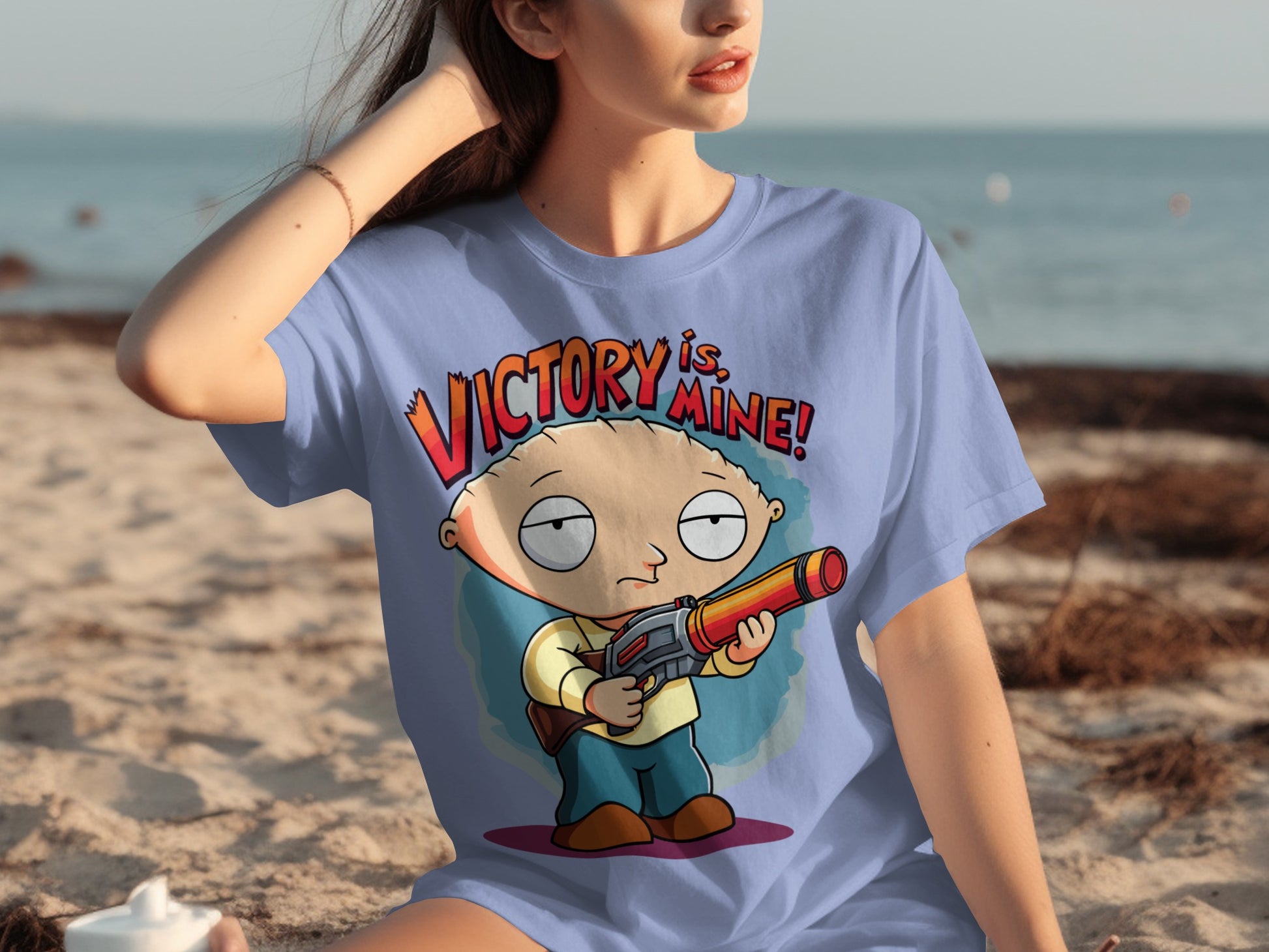 Victory Is Mine Stewie with Gun T-Shirt