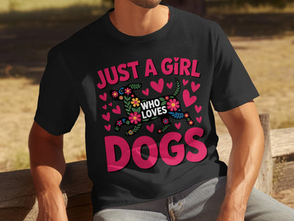 Just A Girl Who Loves Dogs Heart Design Shirt