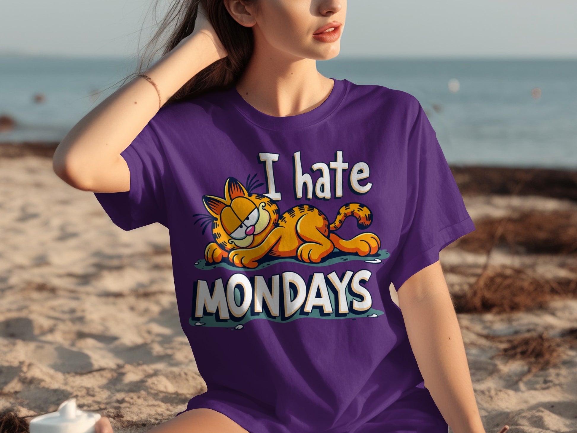 I Hate Mondays Garfield Graphic Purple Shirt