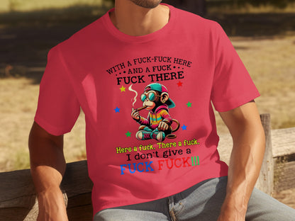 Funny Colorful Swearing Smoking Monkey T-Shirt