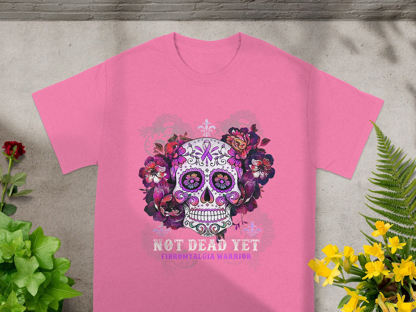 Not Dead Yet Fibromyalgia Warrior Skull T-shirt