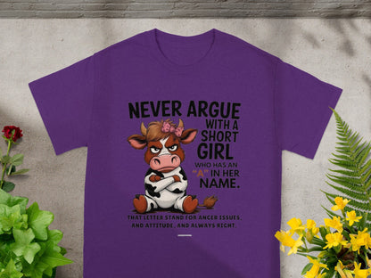 Never Argue With A Short Girl Purple T-shirt