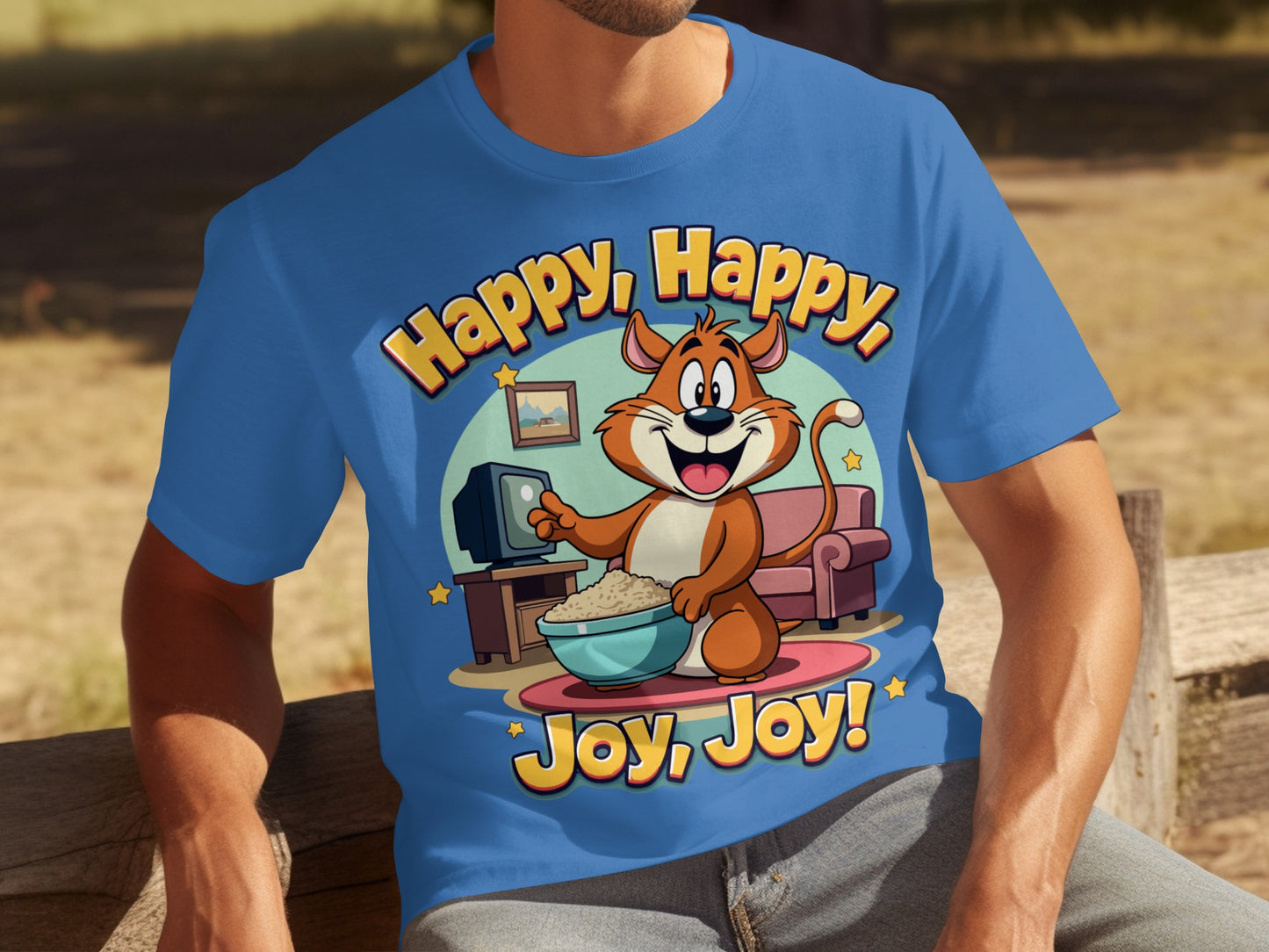 Happy Happy Joy Joy Cartoon Cat TV Fun T-Shirt