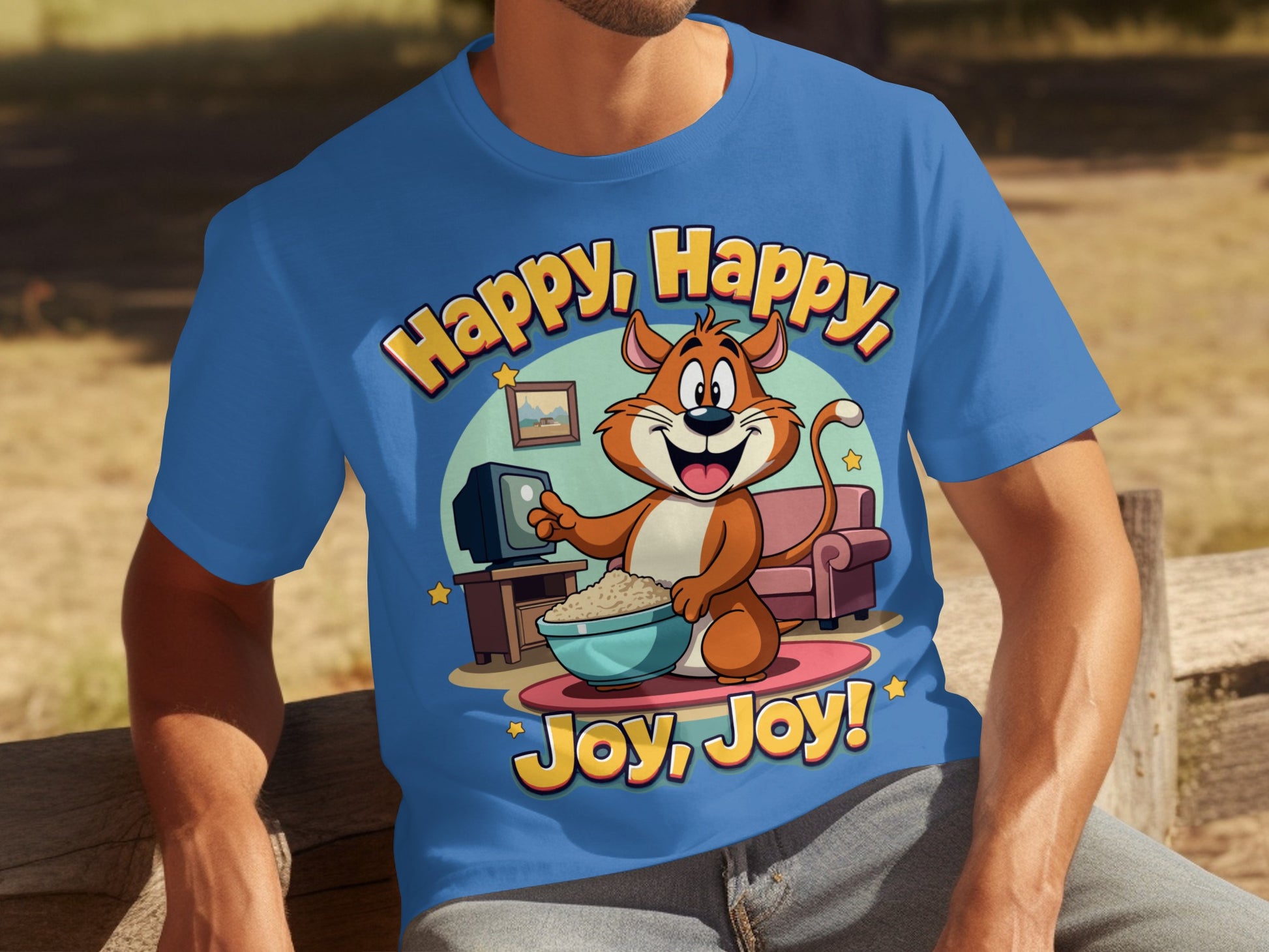 Happy Happy Joy Joy Cartoon Cat TV Fun T-Shirt