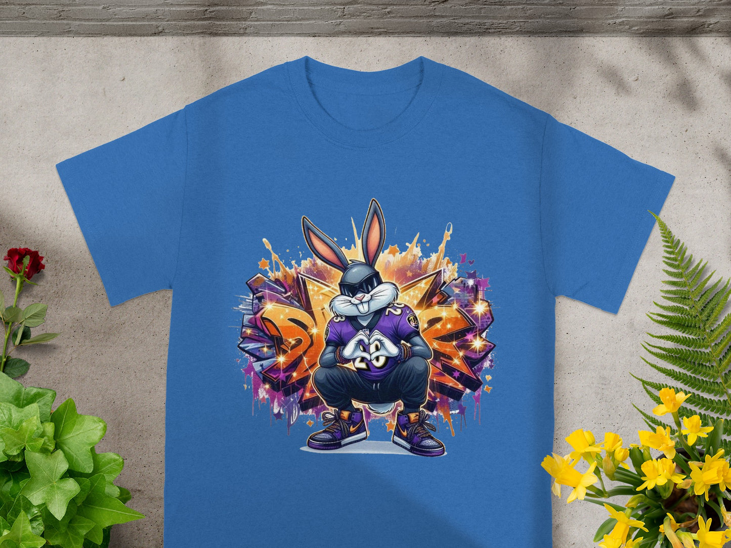 Trendy Rabbit Urban Style Graffiti Graphic T-Shirt