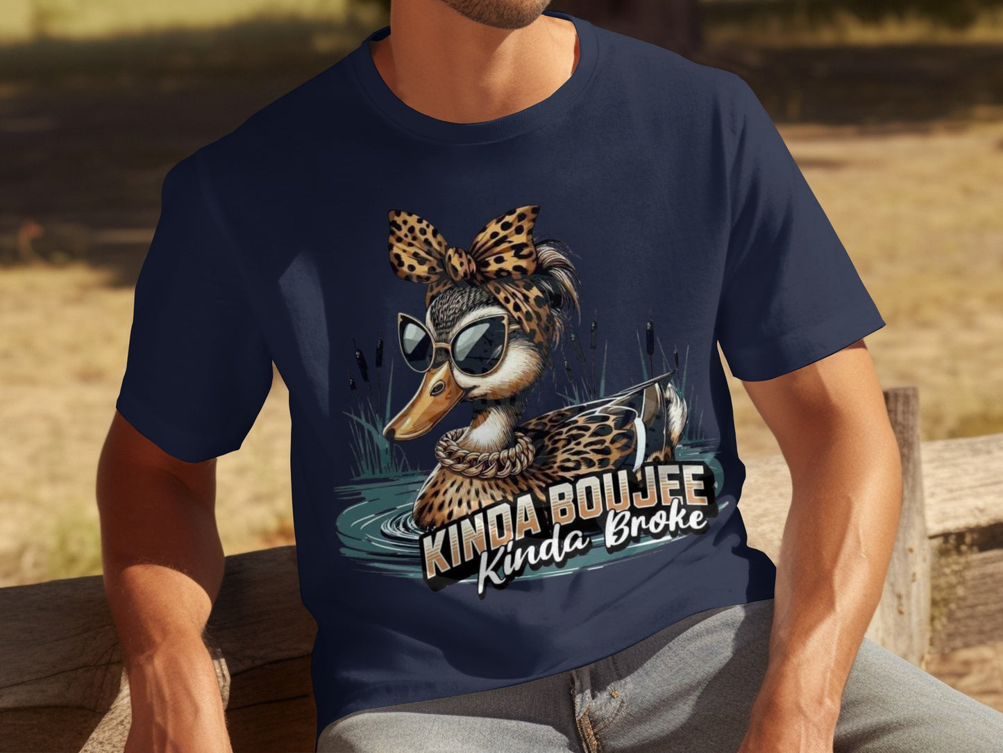 Kinda Boujee Kinda Broke Funny Duck Graphic T-shirt
