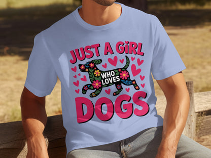 Just A Girl Who Loves Dogs Heart Design T-Shirt