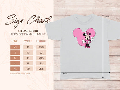 GILDAN 5000B YOUTH T-SHIRT Minnie Mouse Size Chart product type