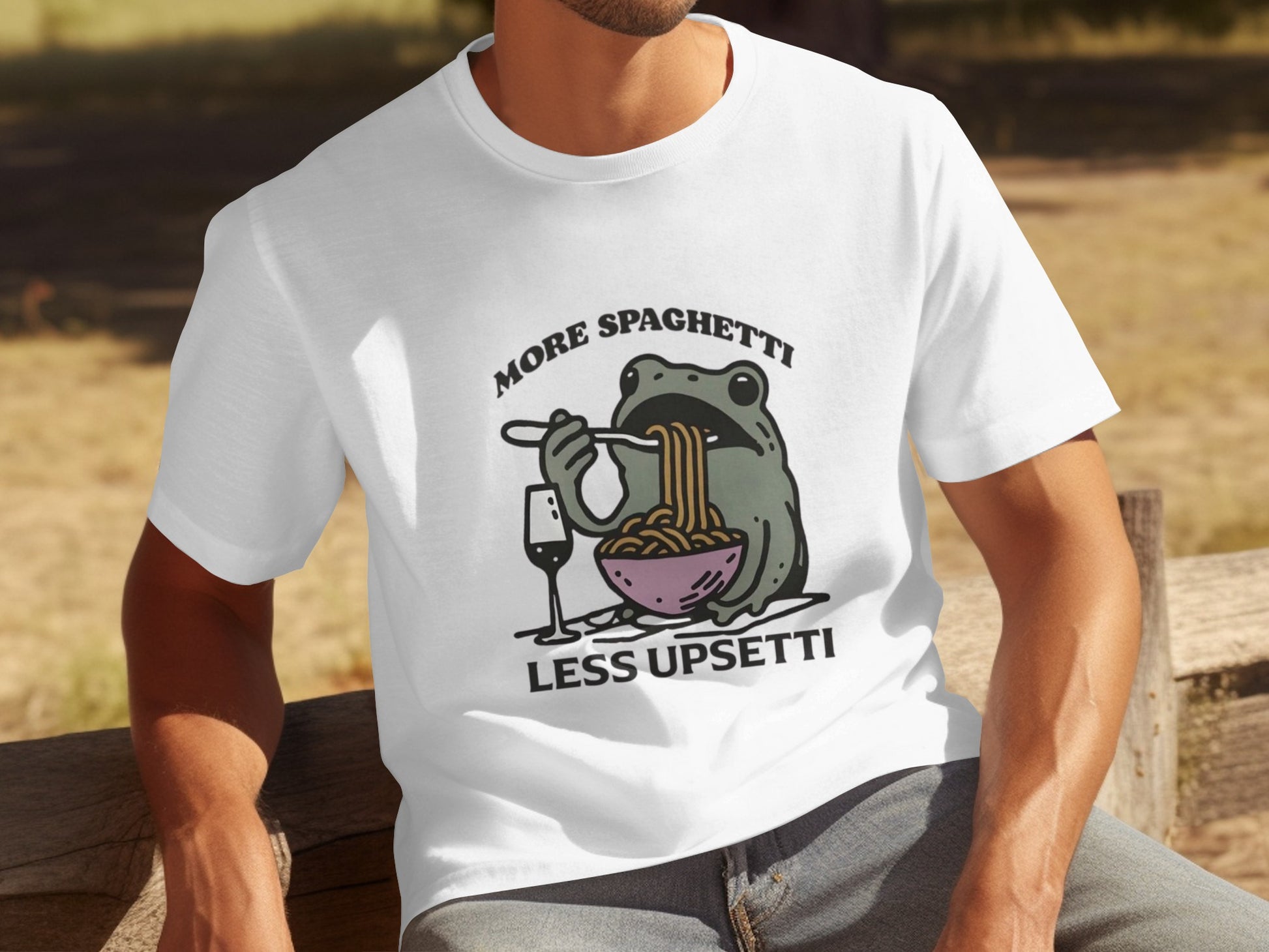 More Spaghetti Less Upsetti Frog Graphic T-shirt