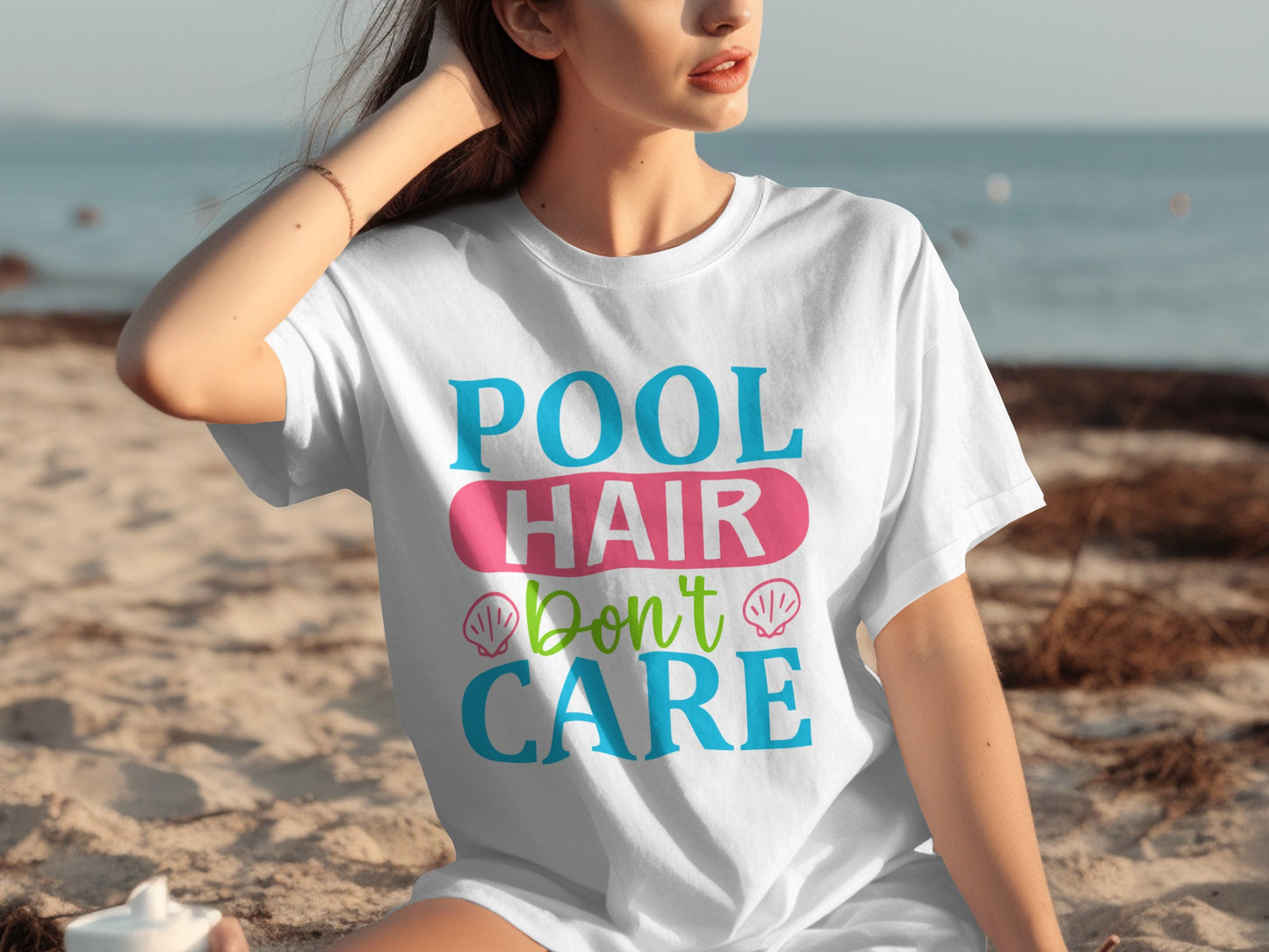 Pool Hair Don't Care Casual Summer Beach Shirt