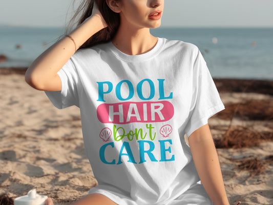 Pool Hair Don't Care Casual Summer Beach Shirt