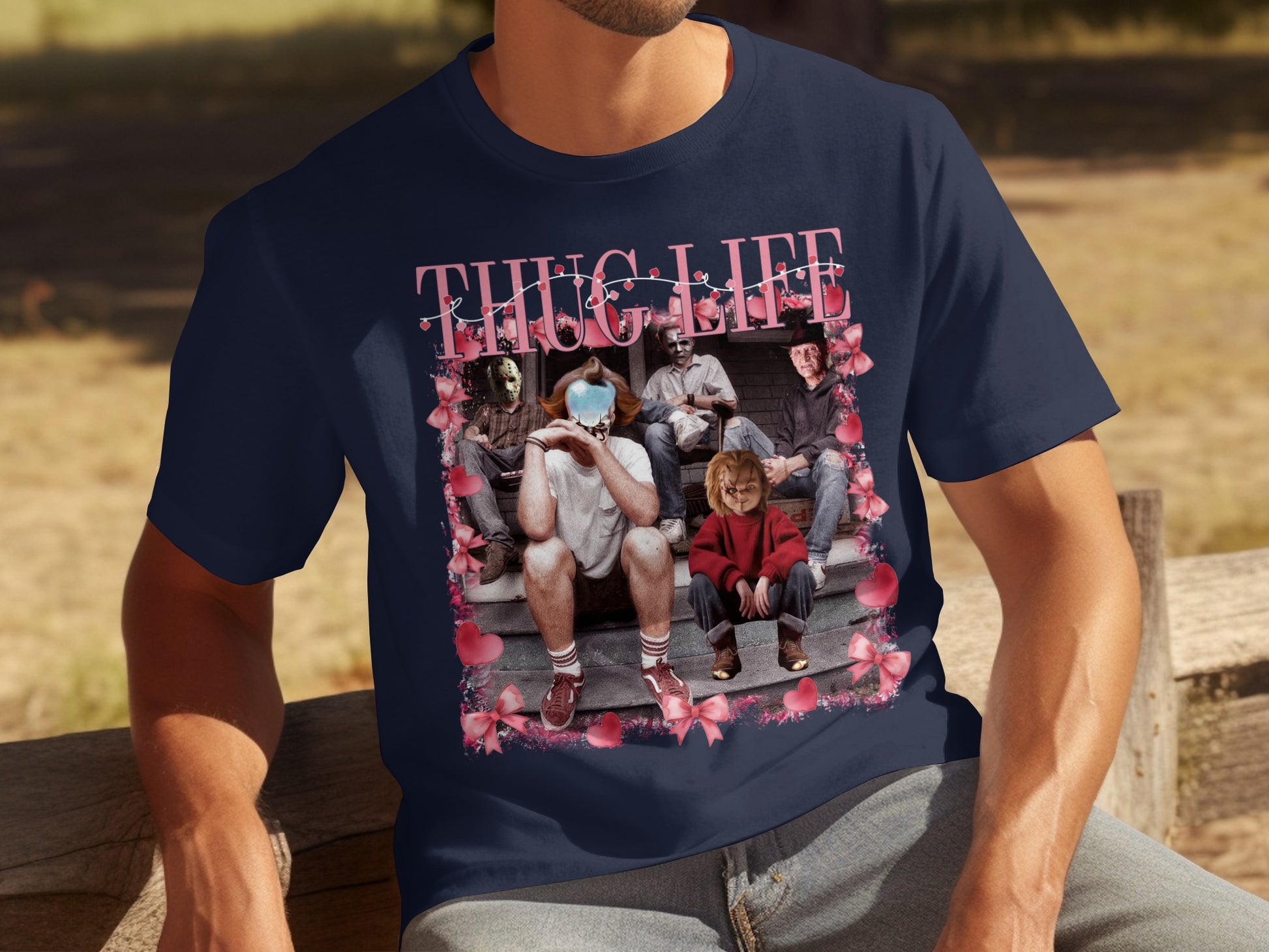 Thug Life Horror Characters Graphic T-Shirt