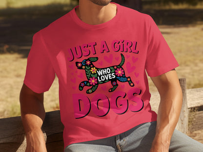 Just A Girl Who Loves Dogs Colorful Graphic Shirt