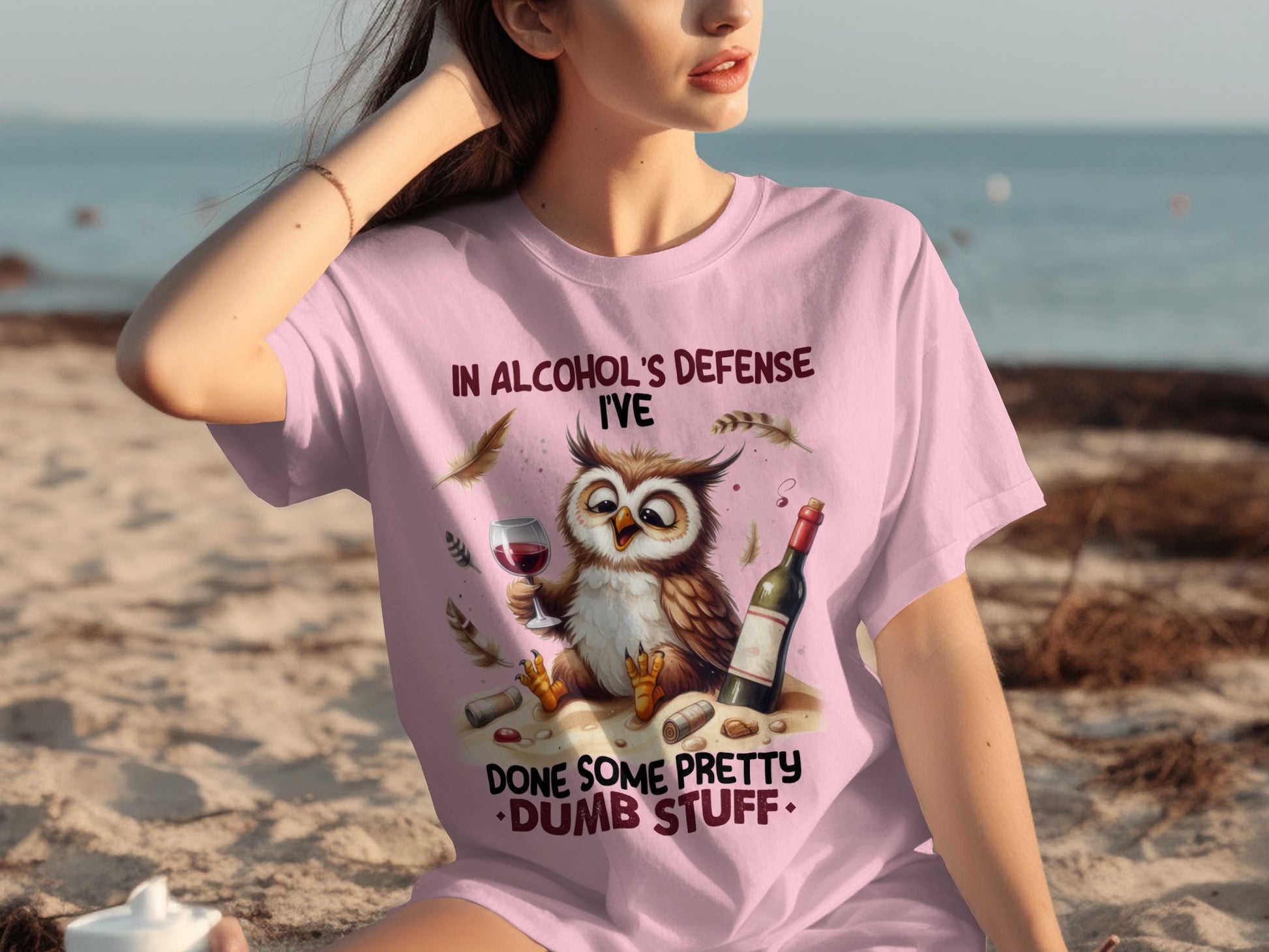 In Alcohol's Defense Funny Owl Graphic T-Shirt