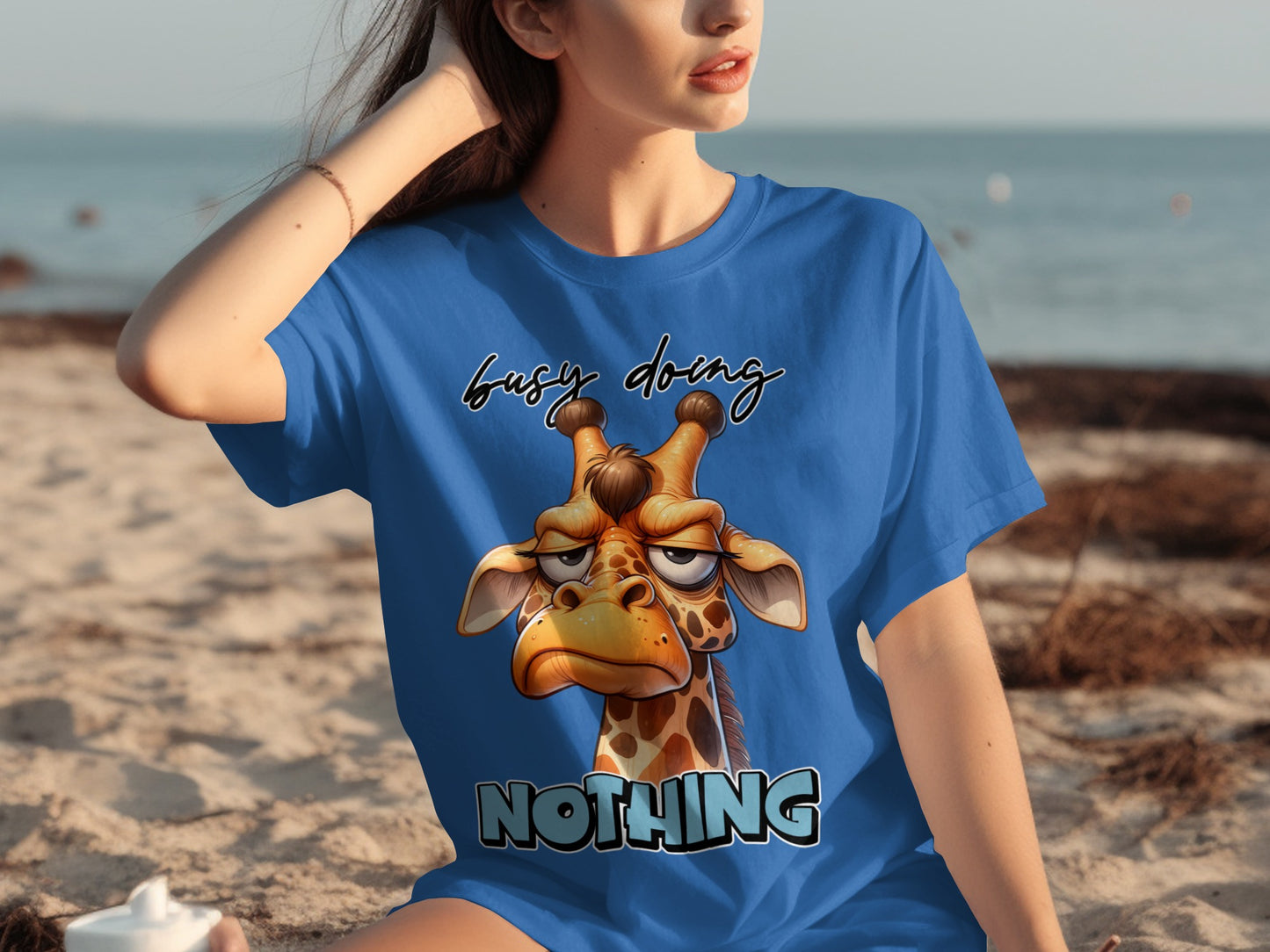 Busy Doing Nothing Giraffe Graphic T-shirt