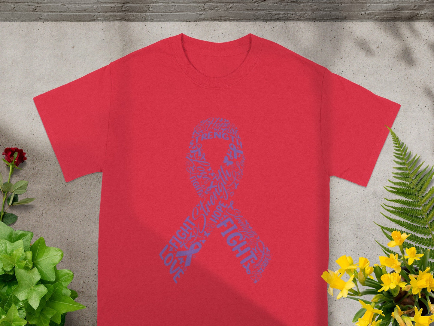Cancer Awareness Ribbon Graphic Short Sleeve Shirt