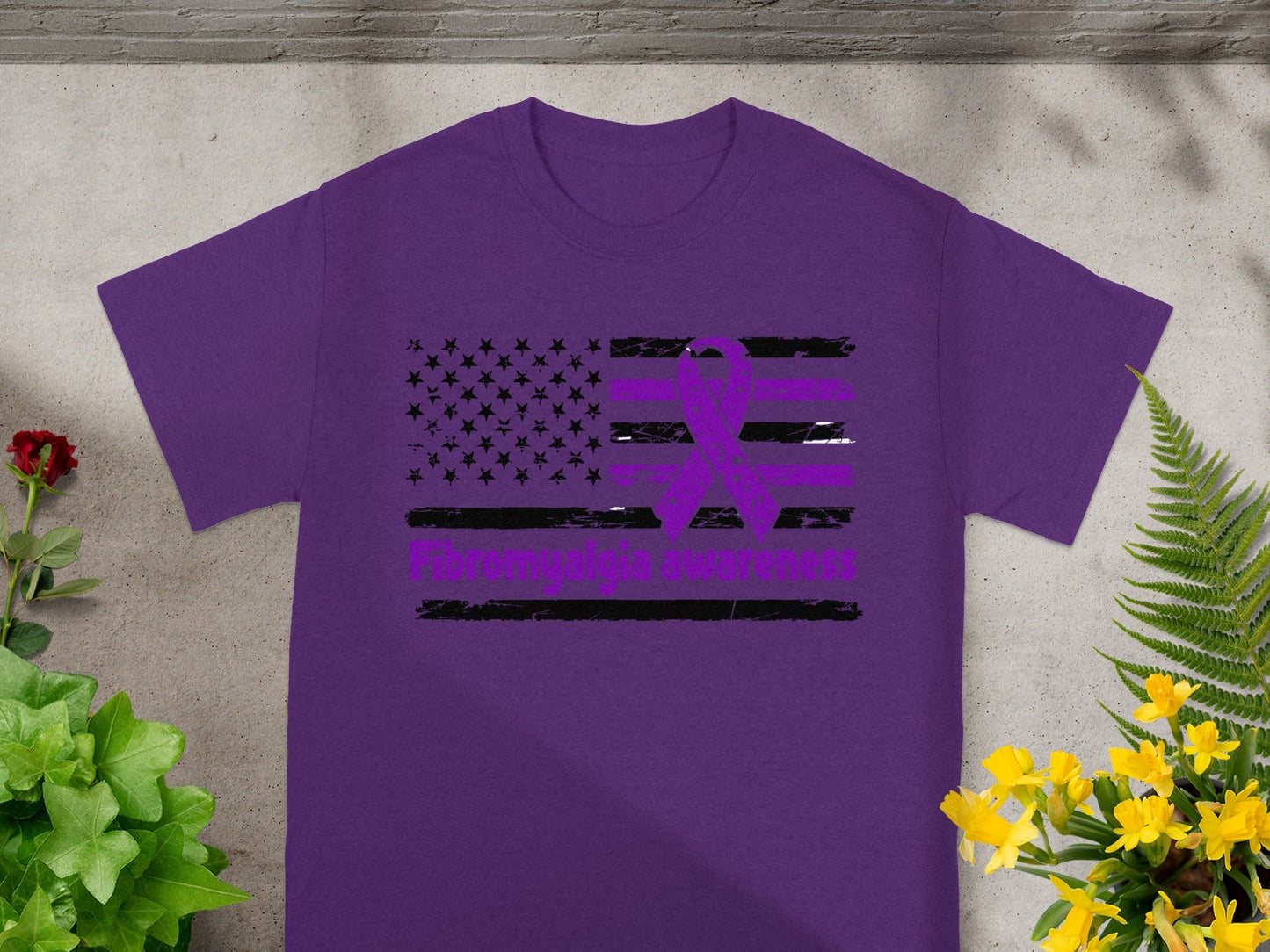 Fibromyalgia Awareness Ribbon and Flag T-shirt