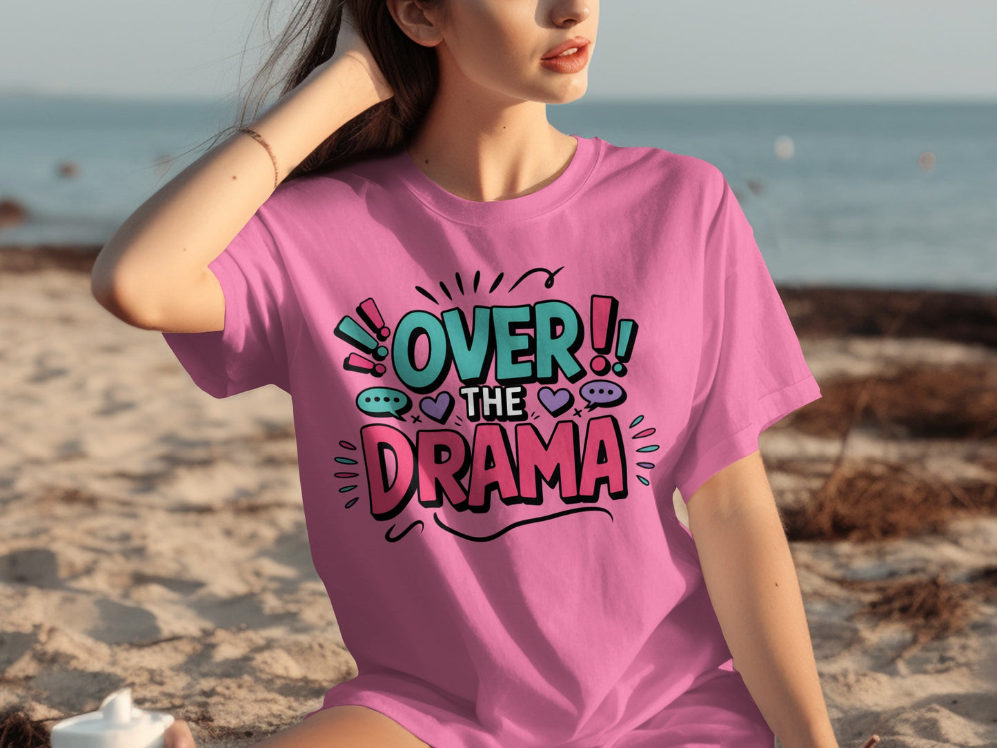 Over the Drama Graphic T-Shirt Women's Casual Tees