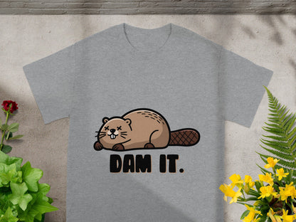 Dam It Beaver Graphic Grey T-Shirt Fun Novelty Top