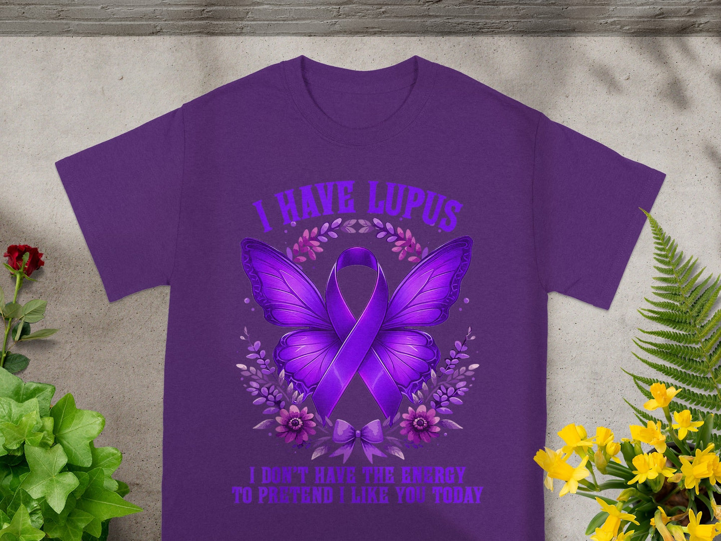 I Have Lupus Butterfly Ribbon Design T-shirt