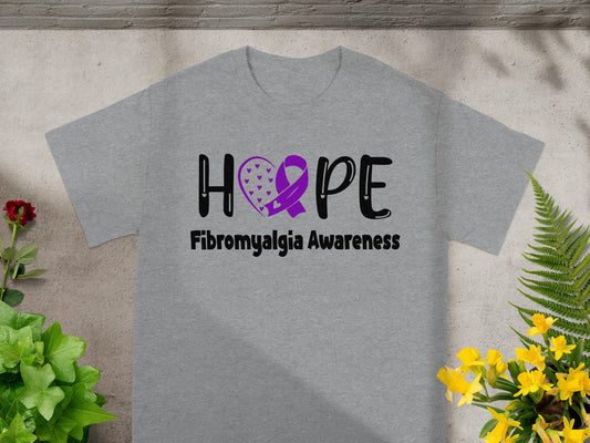 Hope Fibromyalgia Awareness Heart Design Shirt
