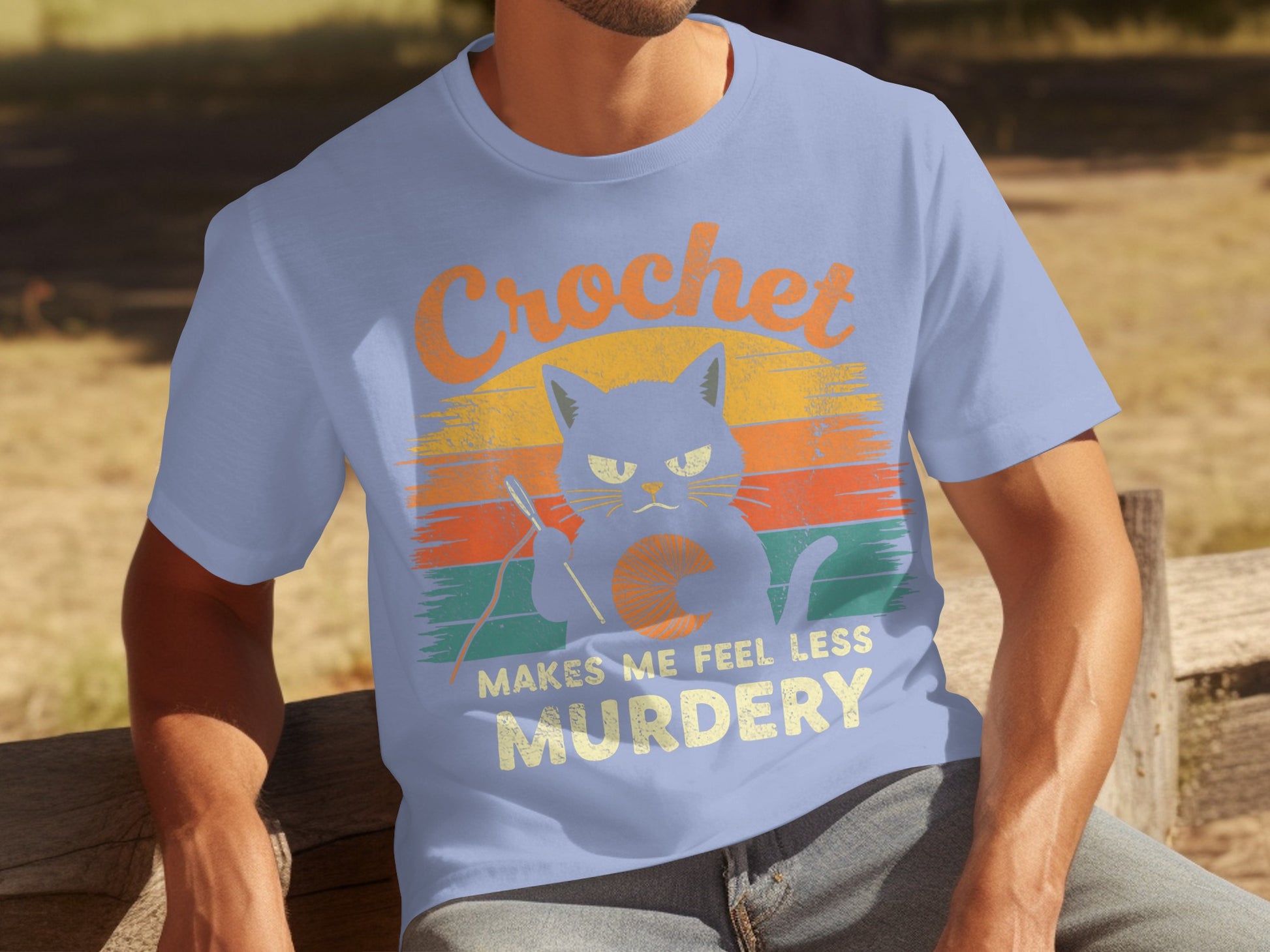 Crochet Makes Me Feel Less Murdery Cat T-Shirt