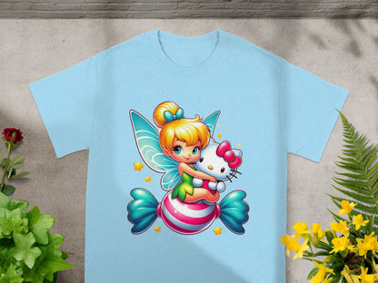 Fairy character with Hello Kitty on striped candy.