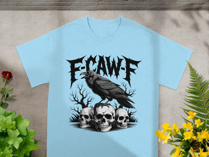 F-CAW-F Crow and Skulls Graphic Printed T-Shirt