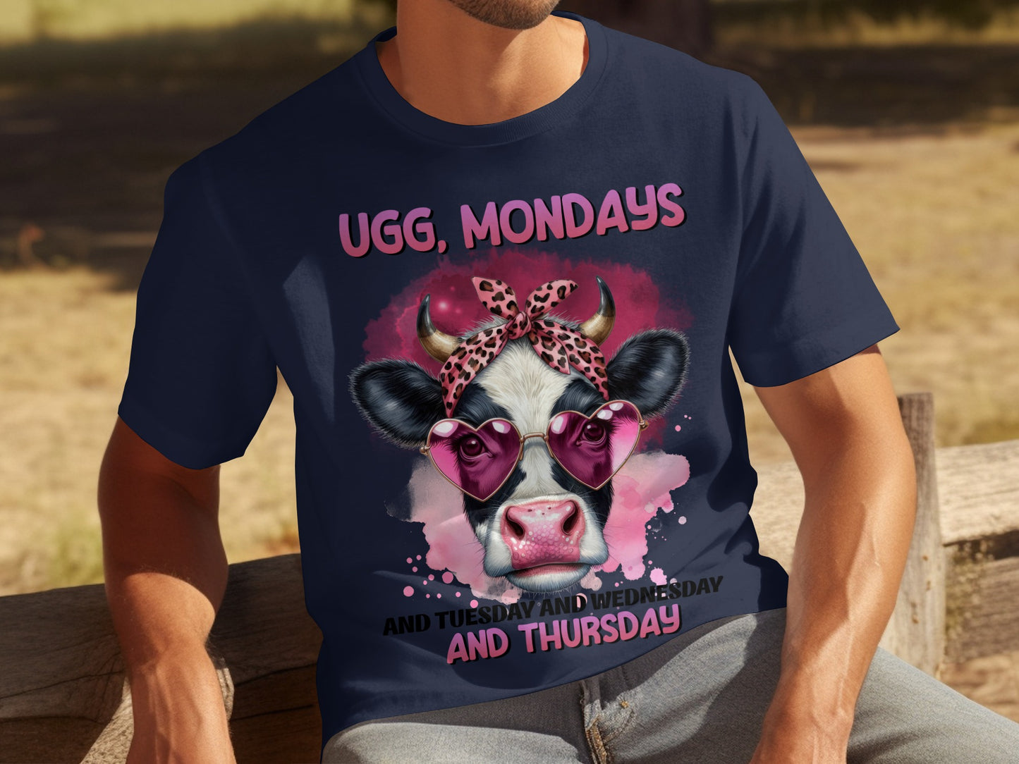 UGG MONDAYS Cow Graphic T-Shirt for Everyday Wear