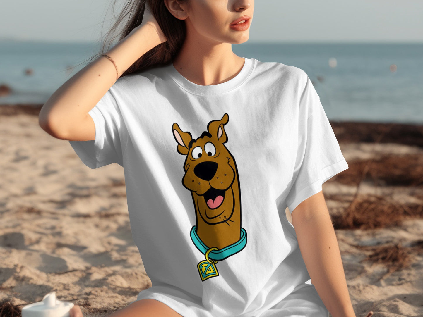 Scooby Doo Happy Face Graphic White T-Shirt