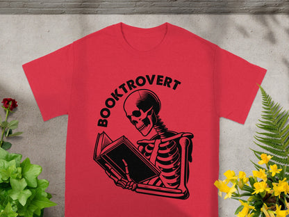 Booktrovert Skeleton Reading Book Graphic Tee