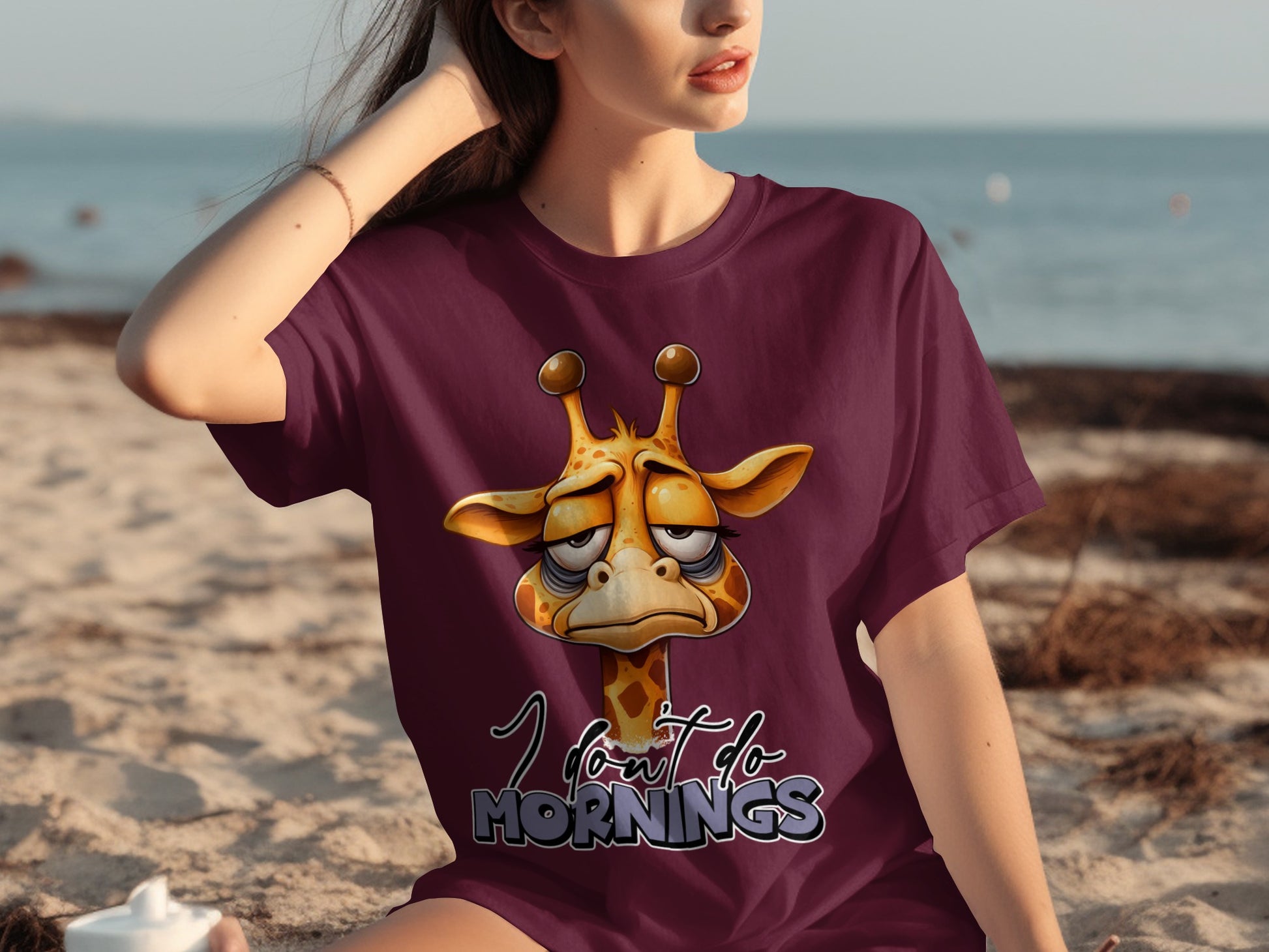 Funny Sleepy Giraffe I Don't Do Mornings Shirt