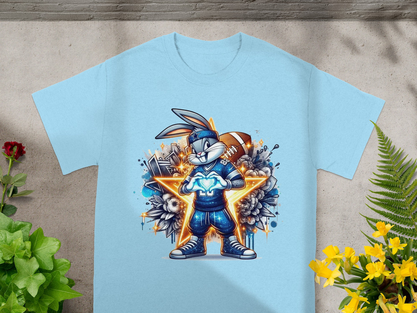 Cartoon Character Football Themed Graphic T-Shirt