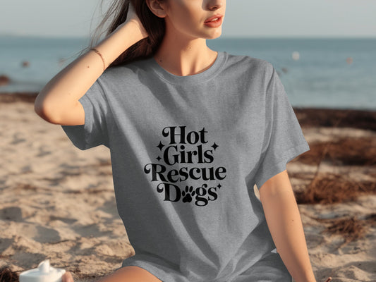 Hot Girls Rescue Dogs Graphic T-shirt
