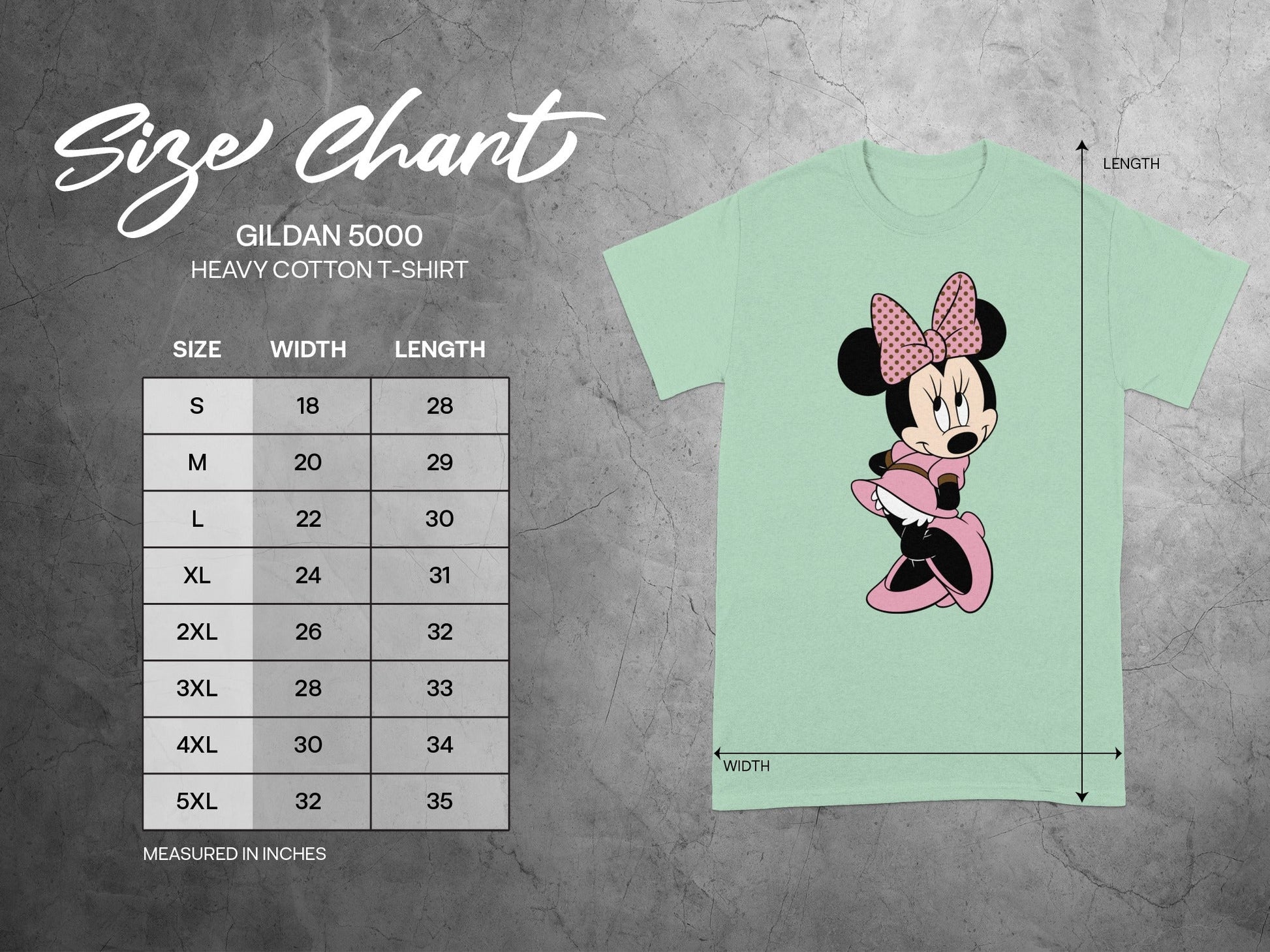 GILDAN 5000 Green T-Shirt Minnie Mouse Design product type