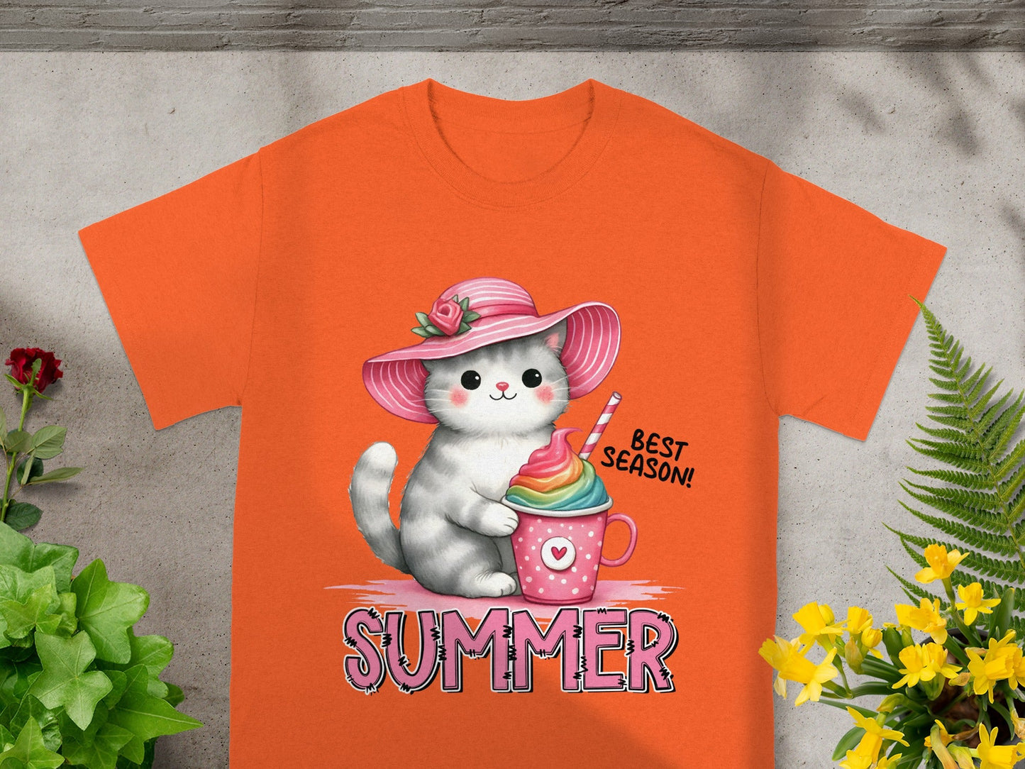 Best Season Cute Cat Summer Printed T-Shirt