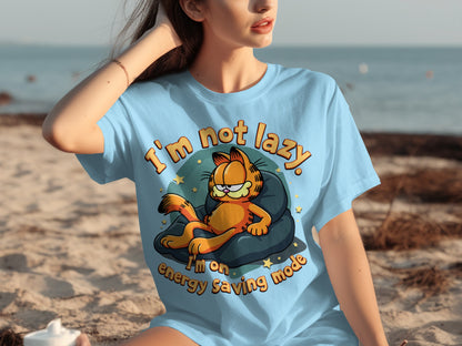 I'm not lazy energy saving mode Garfield shirt