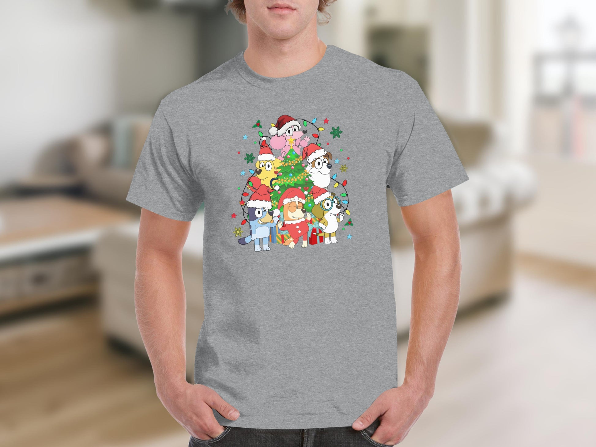 Cute Cartoon Characters Christmas Tree T-shirt