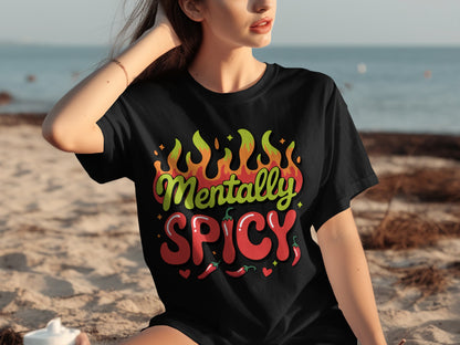 Mentally Spicy Graphic Tee with Chili Peppers Design