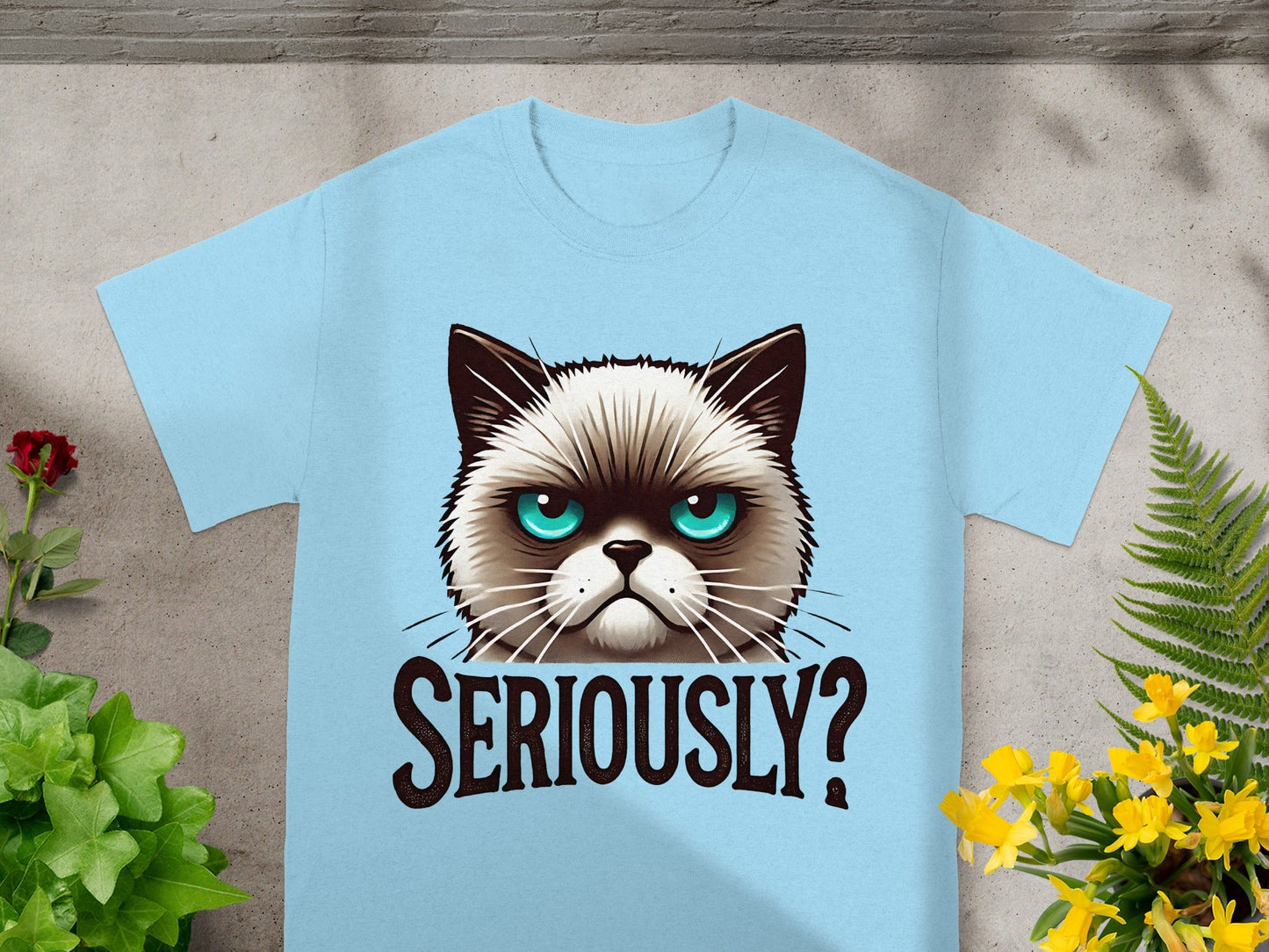 Seriously? Cute Grumpy Cat Design T-shirt