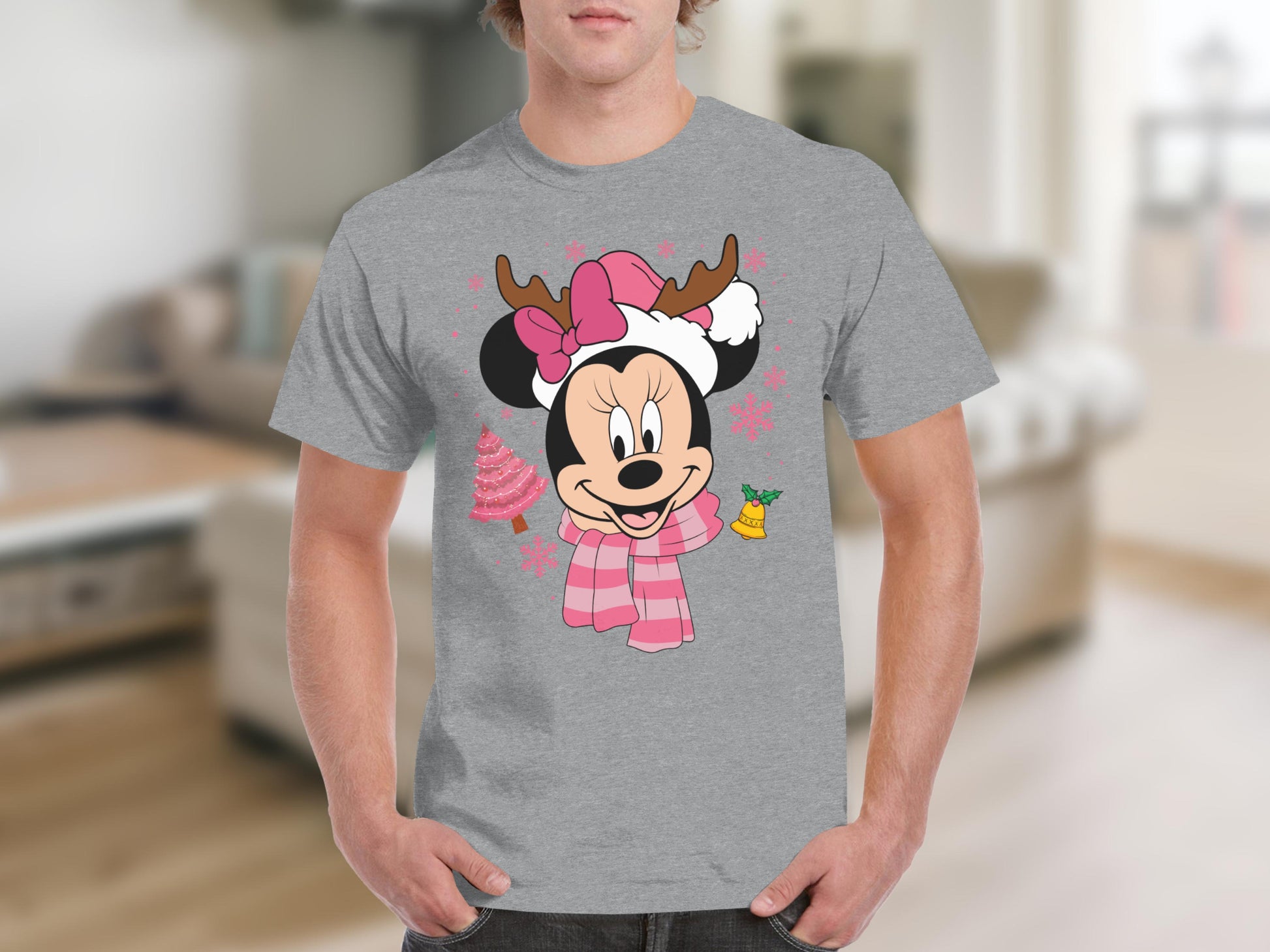 Minnie Mouse Reindeer Antlers Holiday Themed Shirt
