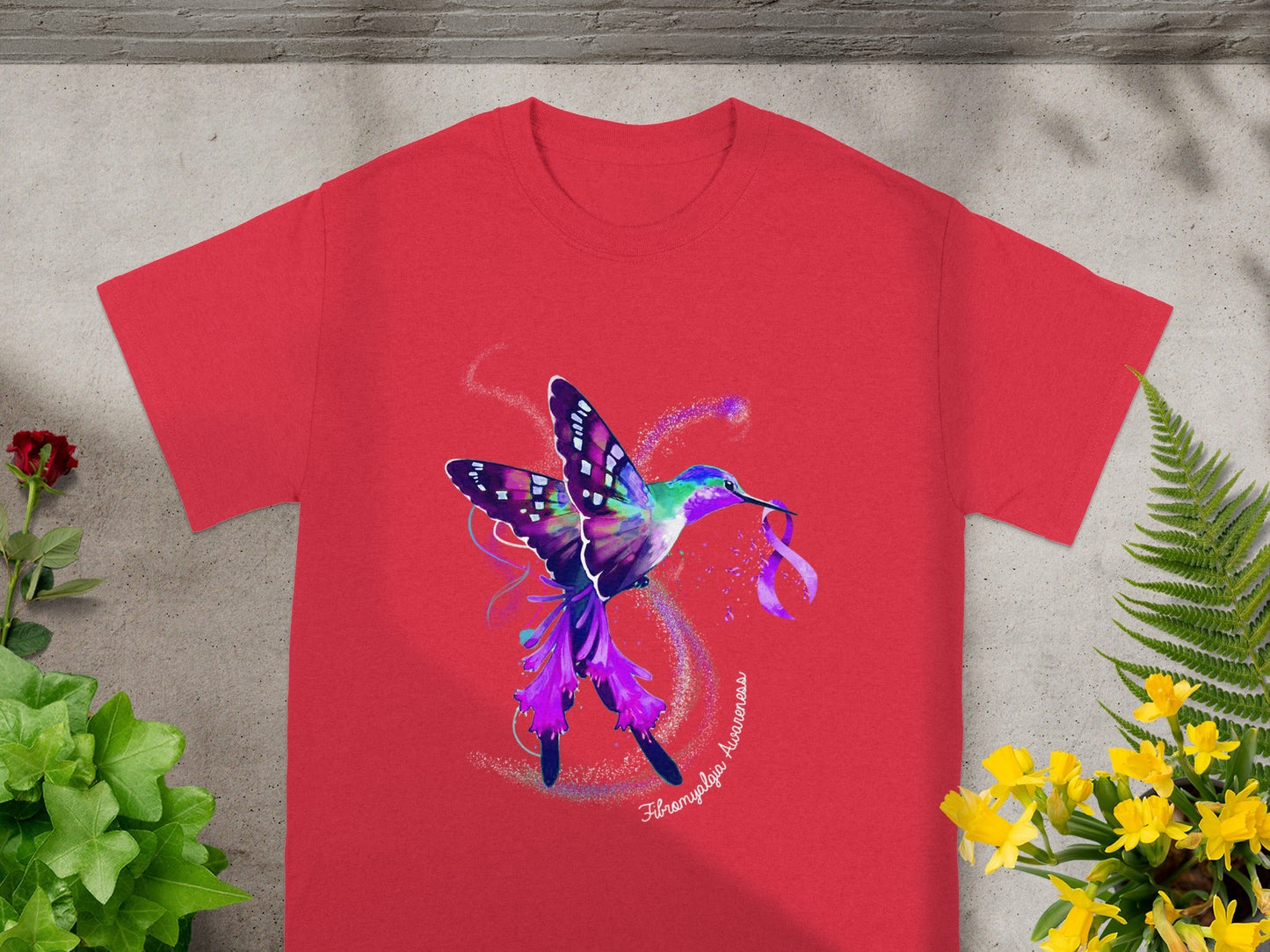 Fibromyalgia Awareness Hummingbird Butterfly T-Shirt