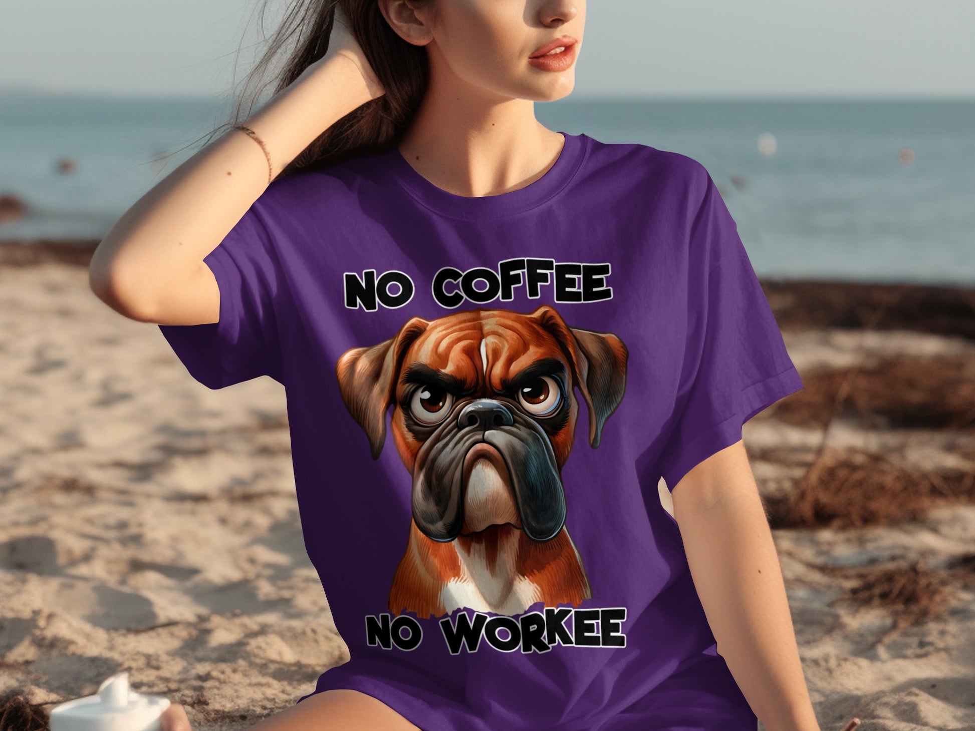 No Coffee No Workee Grumpy Dog T-Shirt